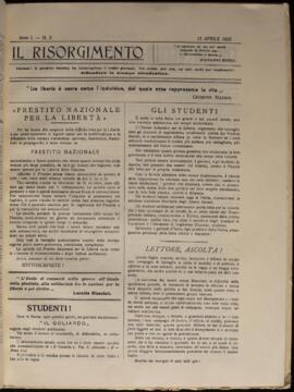 Il Risorgimento, Anno 1, n.3, 12 Aprile 1925